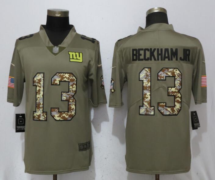 Men New York Giants #13 Beckham jr Olive Camo Carson Salute to Service Nike Limited NFL Jerseys